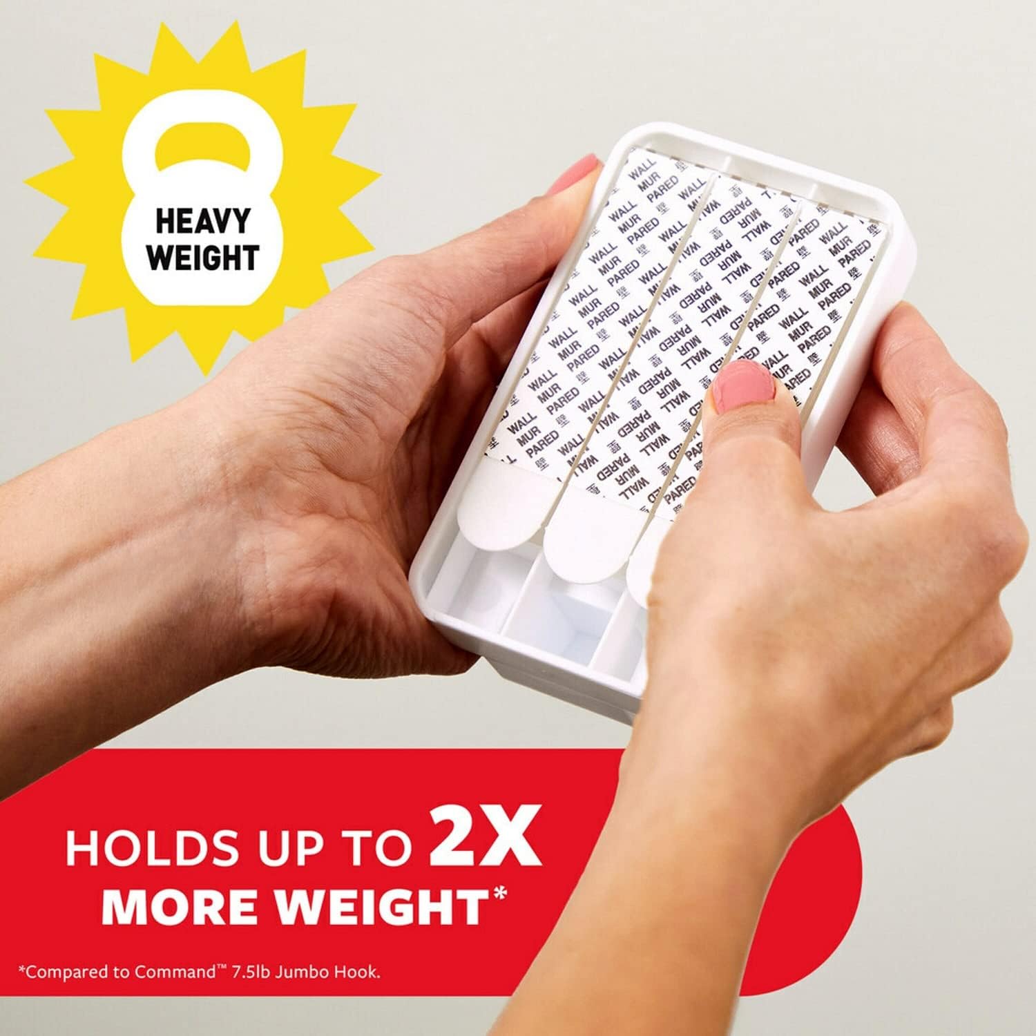 Command 15 Lb XL Heavyweight Wall Hook. Damage Free Hanging Wall Hook with Adhesive Strips. Heavy Duty Single Wall Hook for Hanging Back to School Organizers. 2 White Hooks and 8 Strips - Image 4