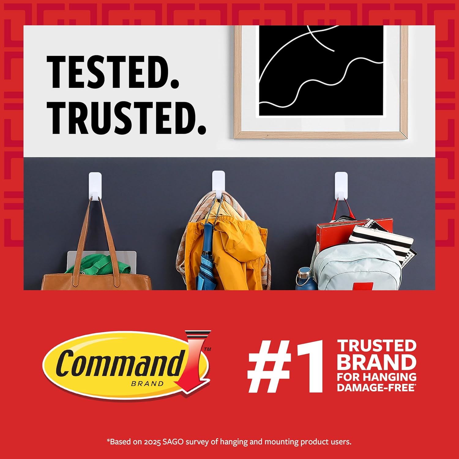 Command Indoor Large Replacement Strips. 20 Strips. Damage-Free Wall Hanging. Re-Hang Large Hooks for Home and Wall Decor. Holds up to 5 lb. White Adhesive - Image 2