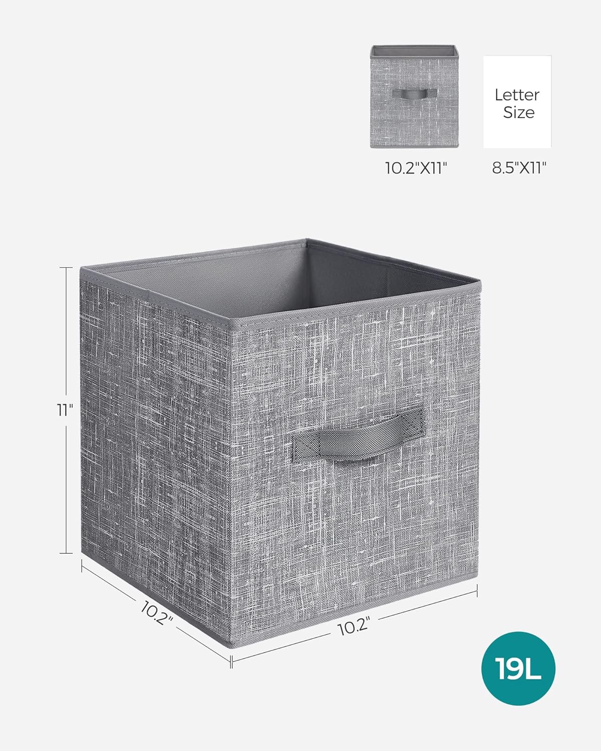 SONGMICS Storage Cubes. 11-Inch Non-Woven Fabric Bins with Double Handles. Set of 6. Closet Organizers for Shelves. Foldable. for Clothes. Cattail Gray UROB26LG - Image 4