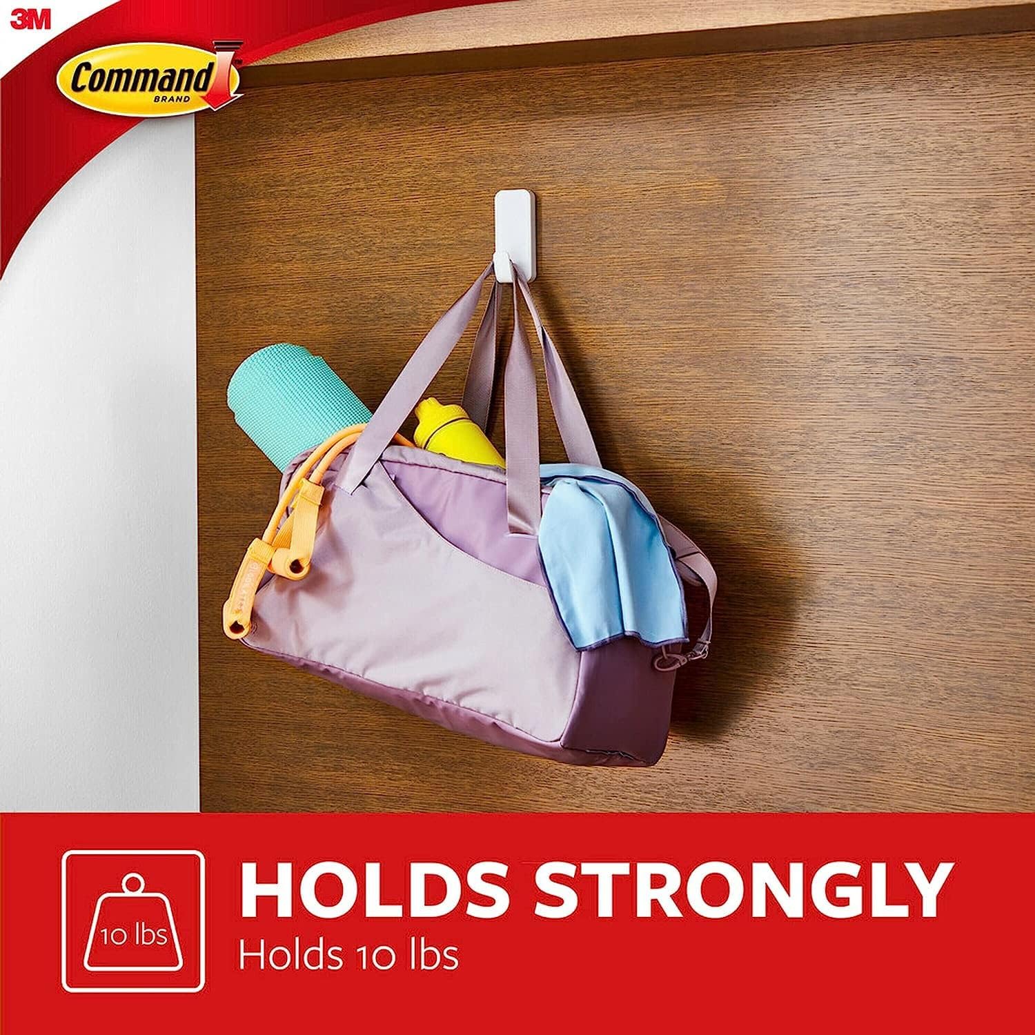 Command 10 lb XL Heavyweight Hook. 2 Wall Hooks and 6 Strips. Damage-Free Hanging with Adhesive. Heavy Duty Hanging Great for Organization and Storage - Image 4
